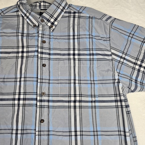 Walnut Creek Shirt Men's Large Blue Gray Plaid Short Sleeve Shirt Button Up - Picture 2 of 7